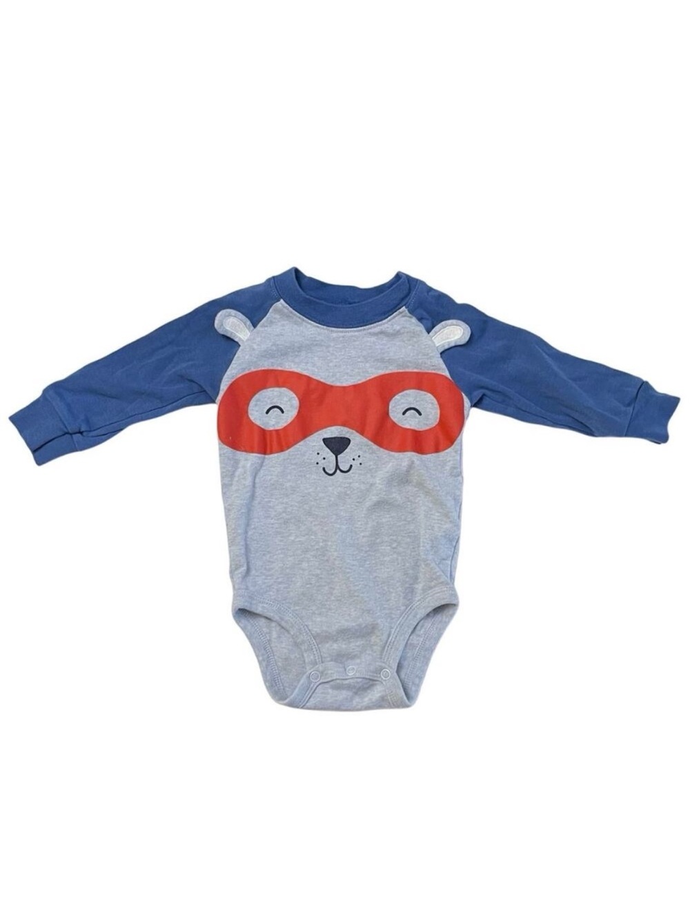 Carter’s Masked Hero Puppy Superhero Blue Long Sleeve Baseball Bodysuit Size 9 M